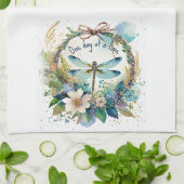 Bloemendragonfly Eén dag tegelijk Theedoek (Gevouwen)