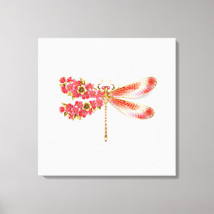 Bloemendragonfly met juwelen sakura canvas afdruk