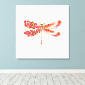 Bloemendragonfly met juwelen sakura canvas afdruk (Insitu (Houten vloer))