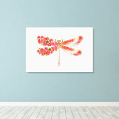 Bloemendragonfly met juwelen sakura canvas afdruk (Insitu (Houten vloer))