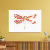 Bloemendragonfly met juwelen sakura canvas afdruk (Insitu (Woonkamer))