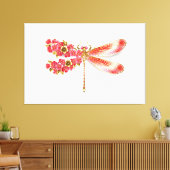 Bloemendragonfly met juwelen sakura canvas afdruk (Insitu (Woonkamer))