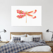 Bloemendragonfly met juwelen sakura canvas afdruk (Insitu (Slaapkamer))