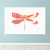 Bloemendragonfly met juwelen sakura canvas afdruk (Insitu (Houten vloer))