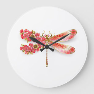Bloemendragonfly met juwelen sakura grote klok