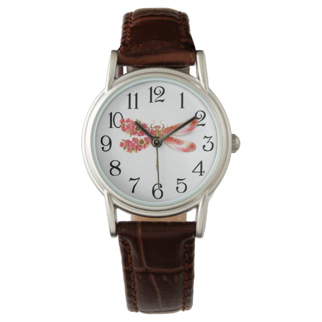 Bloemendragonfly met juwelen sakura horloge (Voorkant)