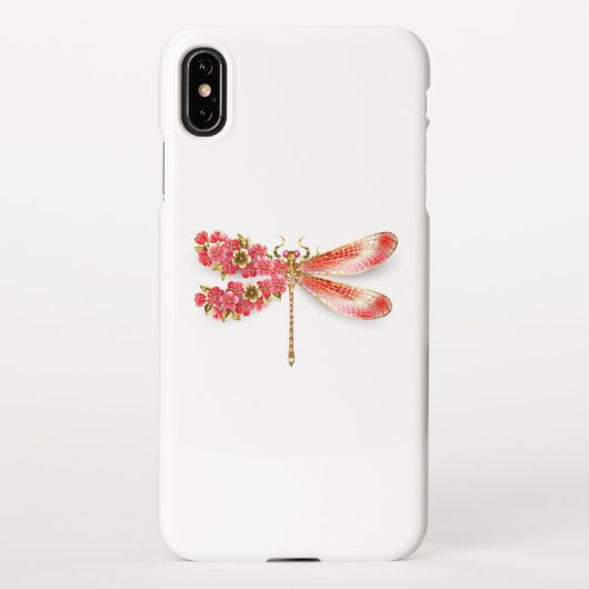 Bloemendragonfly met juwelen sakura iPhone hoesje (Achterkant)