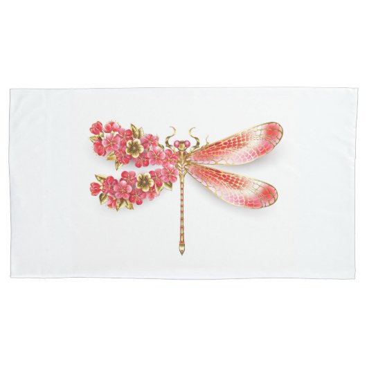 Bloemendragonfly met juwelen sakura kussensloop (Voorkant)