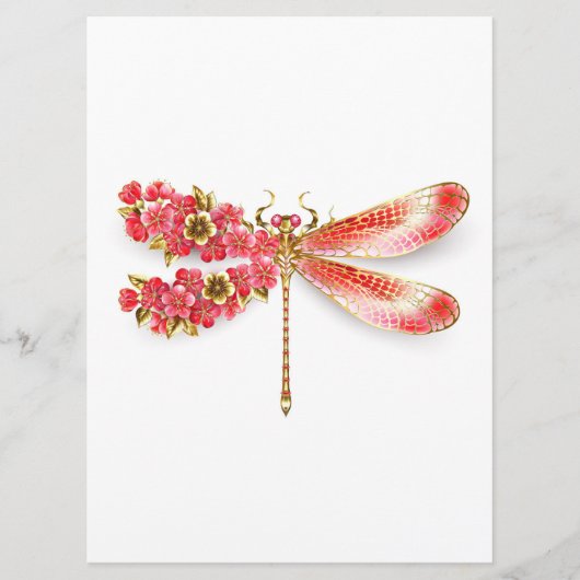 Bloemendragonfly met juwelen sakura programmakaart (Voorkant)