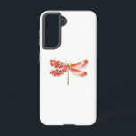 Bloemendragonfly met juwelen sakura samsung galaxy hoesje<br><div class="desc">Kunstzinnig getekende,  gouden,  met juwelen bezette libel met rode en vleugels versierd met rode,  bloeiende,  met juwelen bezette Japanse kersenbloesem op witte achtergrond. Gouden Libel.</div>