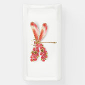 Bloemendragonfly met juwelen sakura spandoek (Verticaal)