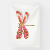 Bloemendragonfly met juwelen sakura spandoek (Verticaal)