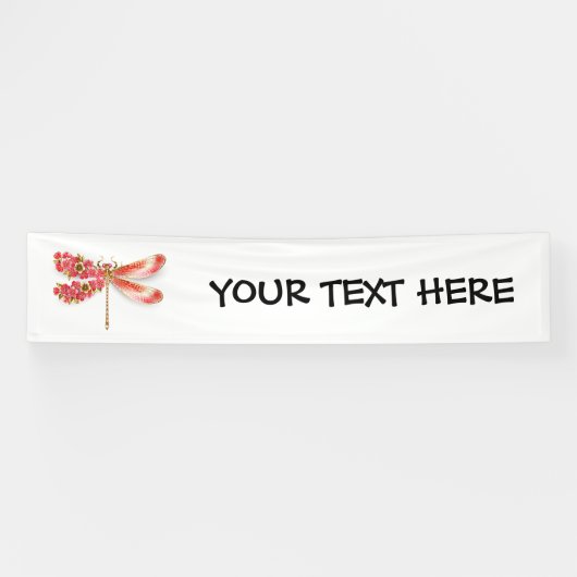 Bloemendragonfly met juwelen sakura spandoek (Horizontaal)
