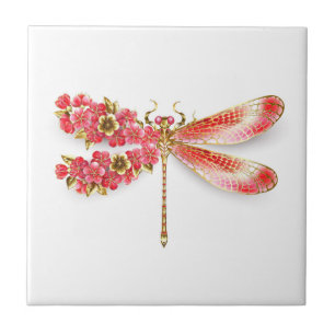 Bloemendragonfly met juwelen sakura tegeltje