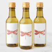 Bloemendragonfly met juwelen sakura wijn etiket (Flessen)