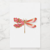 Bloemendragonfly met juwelen sakura wijn etiket (Enkel label)