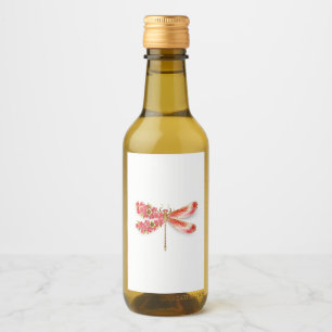 Bloemendragonfly met juwelen sakura wijn etiket
