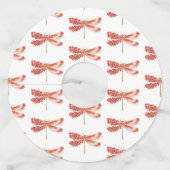 Bloemendragonfly met juwelen sakura wijnglaslabel (Achterkant)
