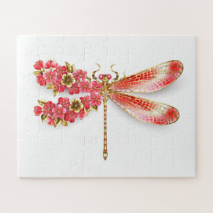 Bloemendragonfly met sieraden sakura legpuzzel