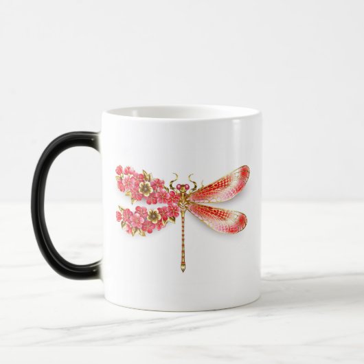 Bloemendragonfly met sieraden sakura magische mok (Links)