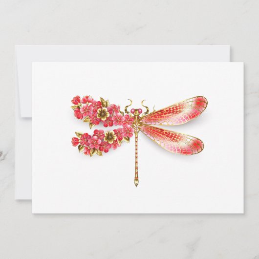 Bloemendragonfly met sieraden sakura save the date (Voorkant)