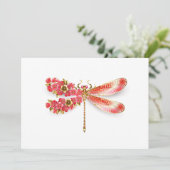 Bloemendragonfly met sieraden sakura save the date (Staand voorkant)