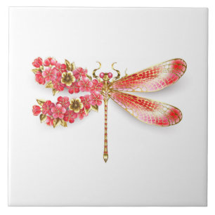 Bloemendragonfly met sieraden sakura tegeltje