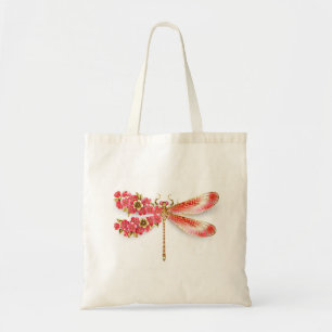 Bloemendragonfly met sieraden sakura tote bag