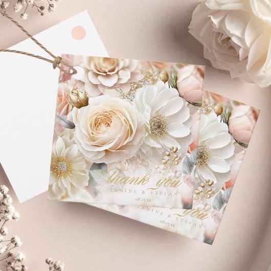 Bloemendrama bruiloft dank u wit ID1022 Bedankjes Labels