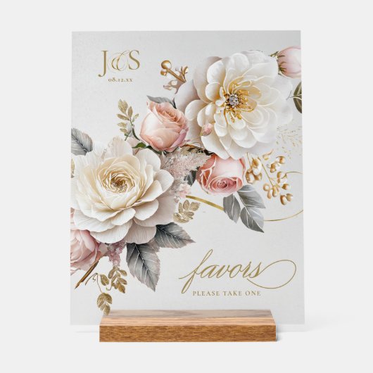 Bloemendrama bruiloft gunsten Frosted ID1022 Acryl Bord (Voorkant)