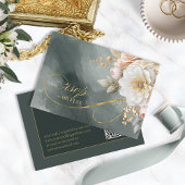 Bloemendrama Bruiloft QR Code Groene ID1022 RSVP Kaartje