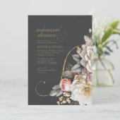 Bloemendrama repetitie diner houtskool ID1022 Kaart (Staand voorkant)