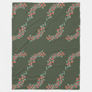 Bloemendrank patroon fleece deken