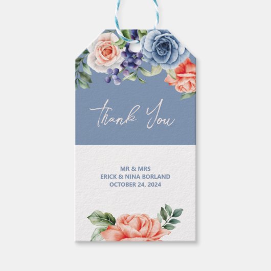 Bloemendranken Dank je wel Cadeaulabel (Voorkant)