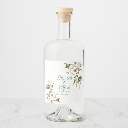 Bloemendrankfles Etiket met Wijnrank (Voorkant)
