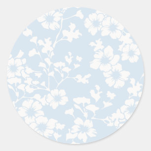 Bloemendraperie - Poederblauw Ronde Sticker