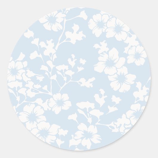 Bloemendraperie - Poederblauw Ronde Sticker (Voorkant)