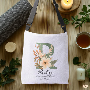 Bloemendrieletter R – Elegante botanische initiaal Crossbody Tas