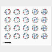 Bloemendrieletterwoord Ronde Sticker (Vel)