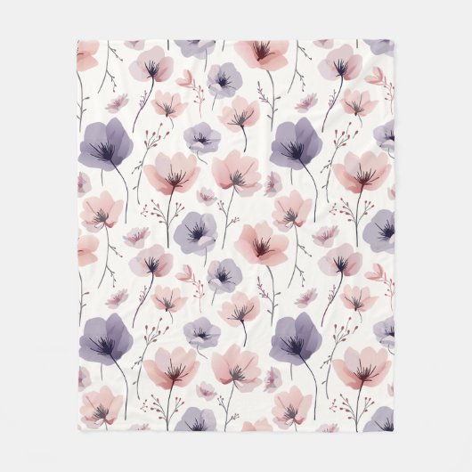Bloemendromen Fleece Deken (Voorkant)