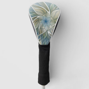 Bloemendroom Abstract Blauw Khaki Fractale Kunst Golfheadcover