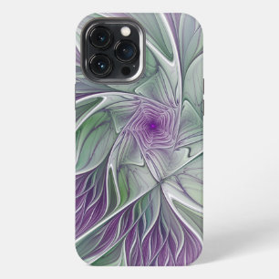 Bloemendroom, Abstract Paarse Groene Fractale Kuns iPhone 13 Pro Max Hoesje