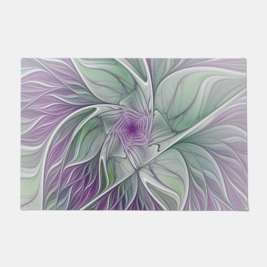 Bloemendroom, Abstracte Paarse Groene Fractale Kun Deurmat (Voorkant)