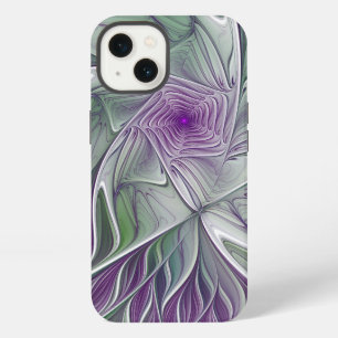 Bloemendroom, Abstracte Paarse Groene Fractale Kun iPhone 13 Hoesje