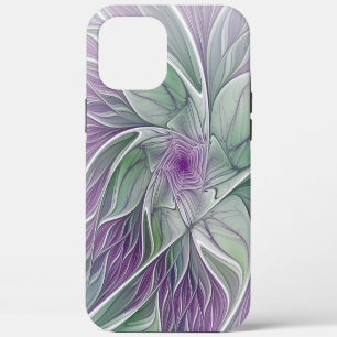 Bloemendroom, Abstracte Paarse Groene Fractale Kun iPhone 12 Pro Max Hoesje