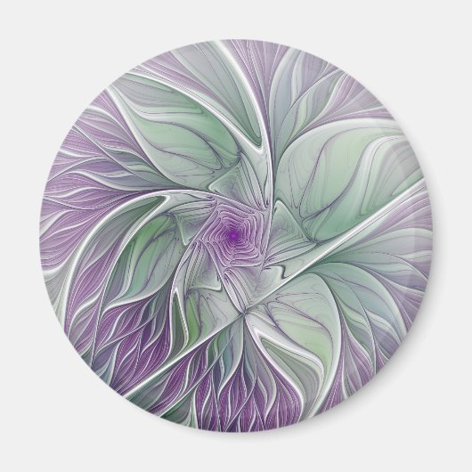 Bloemendroom, Abstracte Paarse Groene Fractale Kun Magneet (Voorkant)