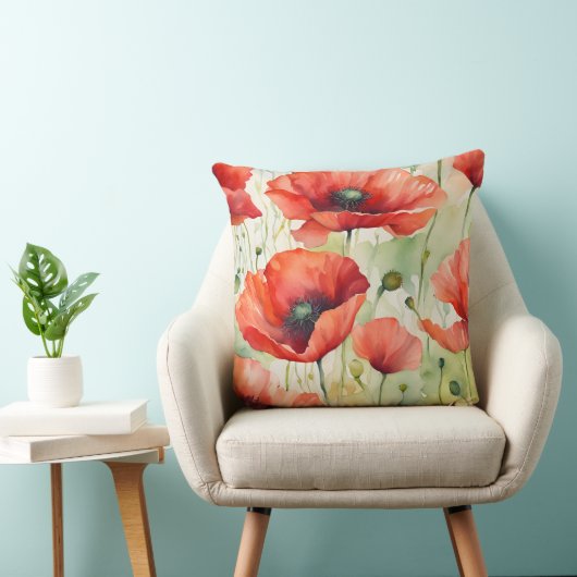 Bloemendroom - Klaproospatroon Kussen (Stoel)