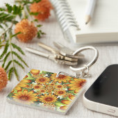 Bloemendroom, moderne abstracte bloemen fractale k sleutelhanger (Voorkant Rechts)
