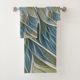 Bloemendroompatroon Abstract Blauw Khaki Fractal Bad Handdoek