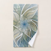 Bloemendroompatroon Abstract Blauw Khaki Fractal Bad Handdoek (Handdoek)